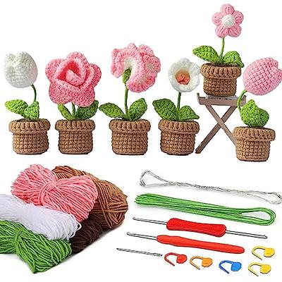  FECLOUD Crochet Knitting Kit for Beginners - Multicolored  Potted Tulip for Beginners Adults, Step-by-Step Video Tutorials, Learn to  Knit Kits for Adults Beginner