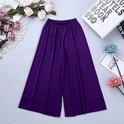 zdhoor Kids Girls Celebration Spirit Palazzo Dance Pants Lyrical Liturgical  Praise Loose Fit Wide Leg Pants Purple 4-6 - Yahoo Shopping