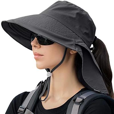 Women's Sun Cap Upf+50 Detachable Flap Wide Brim Visor Sun Protection  Hiking Hats