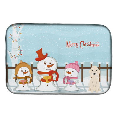 Caroline's Treasures BB1753DDM Winter Holiday White Poodle Dish Drying Mat,  14 x 21, multicolor