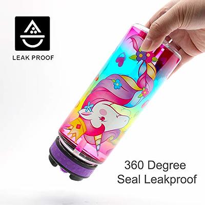 HomTune cute Water Bottle for School Kids girls, BPA FREE Tritan & Leak  Proof & Easy clean & carry Handle, 23oz 680ml 