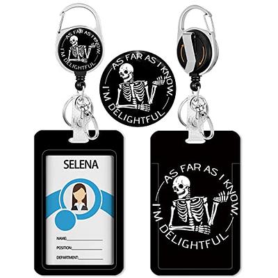 Funny Id Badge Holder, Badge Reel Retractable Keychain, Skeleton