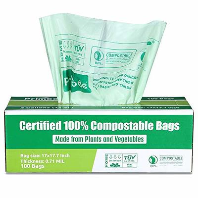 BEIDOU-PAC 100% Compostable Trash Bags, 3 Gallon Compost Bags Small Kitchen Trash  Bags with