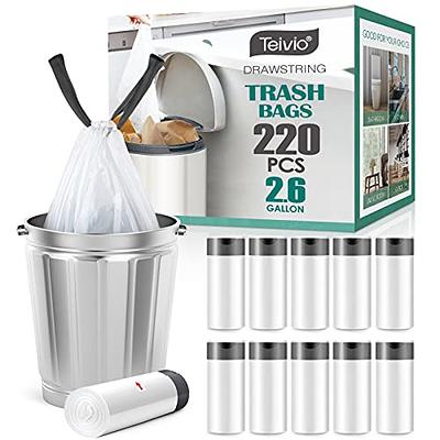 2.6 Gallon 220 Counts Strong Drawstring Trash Bags Garbage Bags by Teivio, Bathroom  Trash Can Bin Liners, Small Plastic Bags for home office kitchen,Code R fit  10 Liter, 2,2.5,3 Gal - Yahoo Shopping