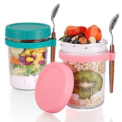 LANDNEOO 4 Pack Overnight Oats Containers with Lids and Spoons, 16 oz Glass  Mason Overnight Oats Jars, Large Capacity Airtight Jars for Milk, Cereal,  Fruit