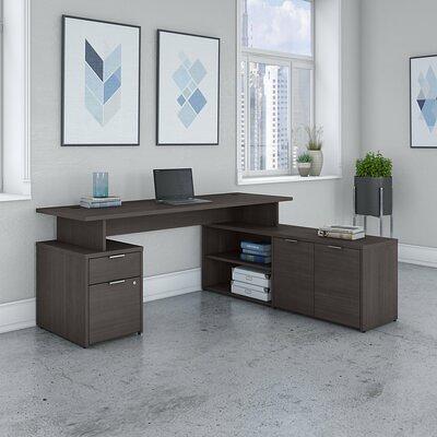 Performance Bow Front Desk - Natural Oak/ Charcoal - McPhail's Furniture