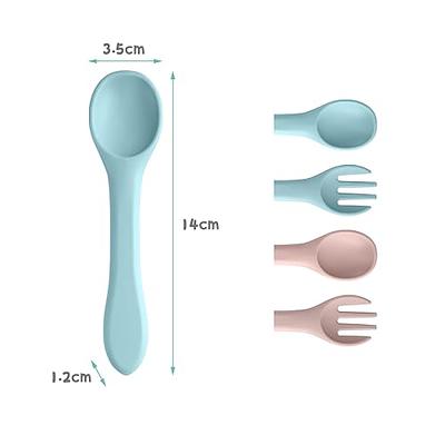 Vicloon Silicone Baby Spoon And Fork, 4 Pcs Baby Spoons Self