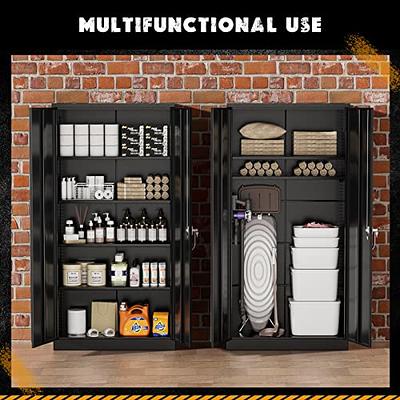 SISESOL Metal Storage Cabinet with Doors and Shelves, 71 Tool Storage  Cabinet- Garage Cabinets and Storage System Kitchen Pantry Storage Cabinet  with