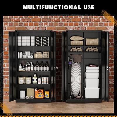 Atripark Metal Storage Cabinet with Lock, 72 Lockable Garage Tool Cabinet with Doors