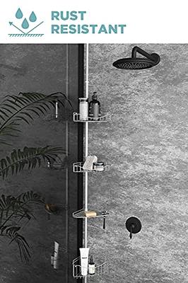 Pole Shower Caddy, Rust Resistant, 3 Shelves, Satin Nickel