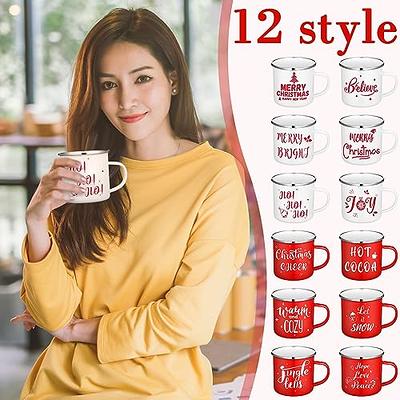 Suttmin 9 Pcs Winter Christmas Coffee Mugs 12 Oz Ceramic Cute Espresso Cups  S