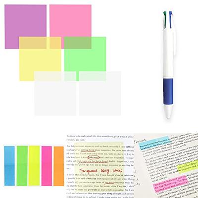 Transparent Sticky Notes, 450 Pcs Clear Sticky Notes Waterproof Sticky  Tabs, Self-Adhesive Color Sticky Note Pads for Books Annotation, School,  Office