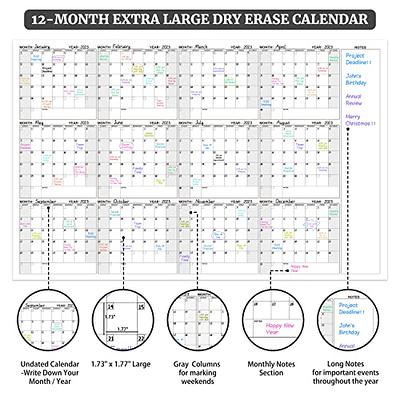 Large Dry Erase Wall Calendar - [38 x 58] - Undated Blank 2024 Reusable  Yearly Calendar - Giant Whiteboard Poster - Laminated Jumbo Annual Office  12