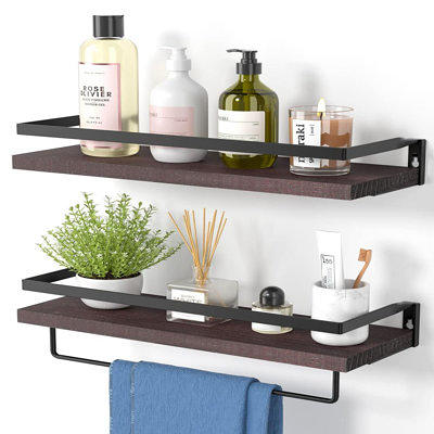 Bestier LED Kitchen Floating Shelves, 34 Industrial Pipe Shelves with  Adjustable Glass Shelves, Wall Mounted Shelf