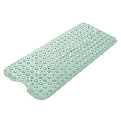 DEXI Bath Tub Shower Mat Non-Slip 16 x 39 Extra Long Bathtub Mats, Suction Cups, Drain Holes, Machine Washable Bathroom Mat, Clear Grey