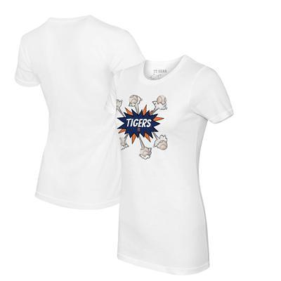 Women's Tiny Turnip White Detroit Tigers Baseball Pow T-Shirt