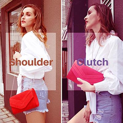 GM LIKKIE Clutch Purse for Women, Evening Envelope Clutch Bag, Crossbody  Foldover PU Leather Shoulder Handbag