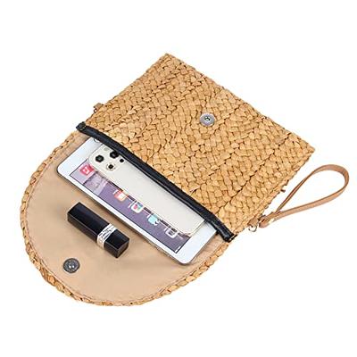 Straw Clutch Bag,Women Straw Weave Handbag Envelope Flat Summer Clutch  Purse Beach Bag