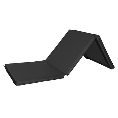 RitFit 3' x 6' Folding Gymnastics Mat with Carrying Handles for Yoga,  Stretching, Core Workouts(Black) 