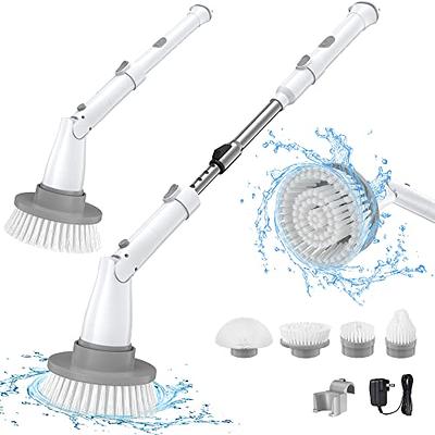 Electric Spin Scrubber, Scrub Brush Dual Speed, Power Shower Scrubber with  6 Replacement Head, Cordless Cleaning Brush with Extension Handle for