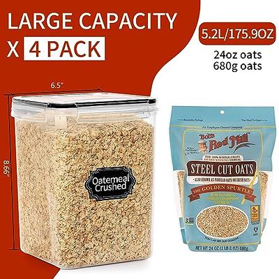 Large Food Storage Containers 5.2L / 176oz 4pcs BPA Free Plastic Airtight  Food Storage Containers for Flour Sugar