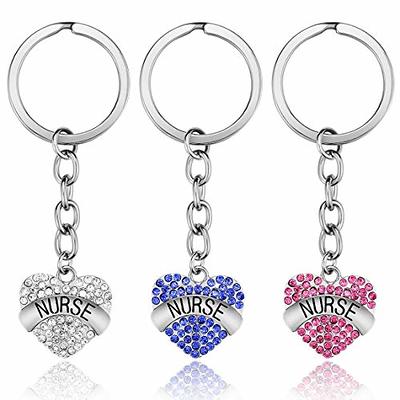 Gibleitz Nurse Bulk Keychain Keyring 30PCS Different Medical Keychains 2D  PVC Backpack Keychain Cute Key Chain for Nurses Week Gift