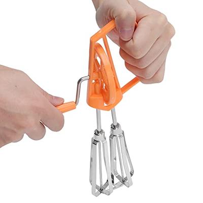 Egg Beater Stainless Steel Plastic Hand Crank Autorotation Effort Saving  Manual Hand Mixer for Home Kitchen Cooking (Orange)