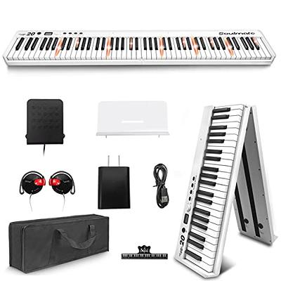 Folding Piano Keyboard 88 Key Full Size Semi-Weighted Bluetooth Portable  Foldable Electric Keyboard Piano With Light Up Keys, Sheet Music Stand,  Sustain Pedal And Handbag, Black