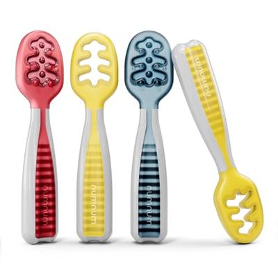  6 Pieces Silicone Baby Feeding Forks and Spoons Set Hot Safety  First Stage Self Feeding Supplies Mini Kids Utensils for Over 6 Months  Babies Boy Girl Toddlers First Foods (Nature Color) 