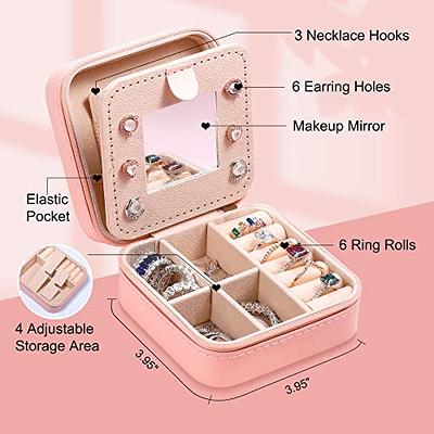 Jewelry Storage Box Portable Home Travel Earrings Necklace Mini Organizer  Box for Women Ring Organizer PU Leather Display Case
