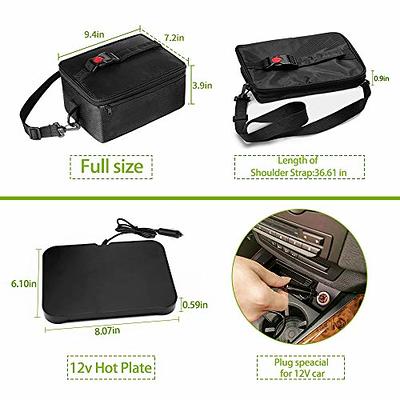  [90W Faster] Portable Oven, 12V Car Food Warmer Portable  Personal Mini Oven Electric Heated Lunch Box for Meals Reheating & Raw Food  Cooking for Road Trip/Camping/Picnic/Family Gathering(Black): Home & Kitchen