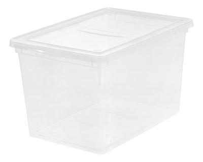 Iris 17 qt. Snap Top Plastic Storage Box in Clear with Gray Lid