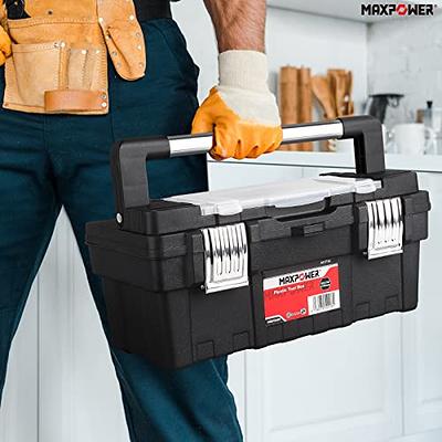 MAXPOWER 17-Inch Tool Box, Portable Tool Box with Removable Tray & Dual  Lock Secured, Rated up to 33 Lbs, Plastic Toolbox for Tools, Craft and  Hobby Storage - Yahoo Shopping