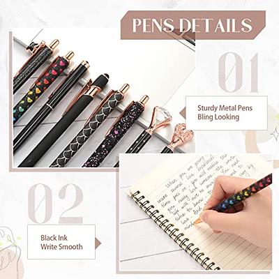 Colarr 16 Pcs Ballpoint Pens Set Metal Crystal Diamond Pen Glitter Pens for  Journaling Pretty Cute Pens Black Ink Retractable Fancy Pens Gifts for