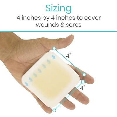 JJ CARE Hydrocolloid Dressing Pack 10 2x2 Hydrocolloid Bandages w/Border  Self-Adhesive Hydrocolloid Wound Dressing Faster Healing for Bedsores  Blisters and Acne 2x2 Inch with Border (Pack of 10)