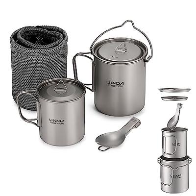 Large 2-Piece Titanium Pot & Pan Camping Cookware Set