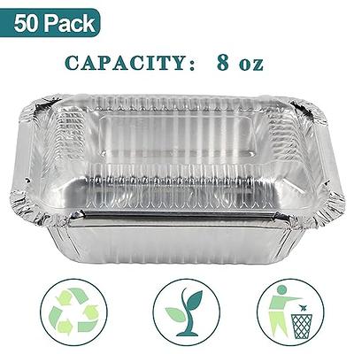50 Pack Small 0.5 Lb/230ML Disposable Takeout Pans with Clear Plastic Lids  - 5.11x3.94x1.57” Aluminum Foil Food Containers with Strong Seal for  Catering Party Meal Prep Freezer Drip Pans BBQ Potluck 