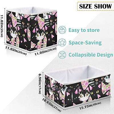 visesunny Rectangular Shelf Basket Black Cat Floral Clothing Storage Bins  Closet Bin with Handles Foldable Rectangle Storage Baskets Fabric Containers  Boxes for Clothes,Books,Toys,Shelves,Gifts - Yahoo Shopping