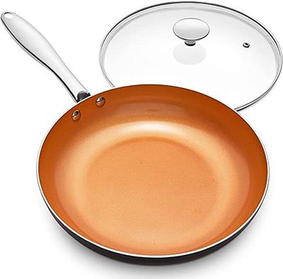 MICHELANGELO 12 Inch Frying Pan with Lid, Nonstick Copper Frying