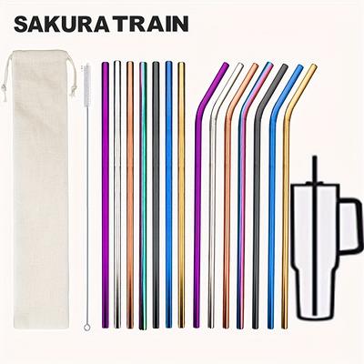 Sakura Train Reusable Wide Stainless Steel Straws For - Temu