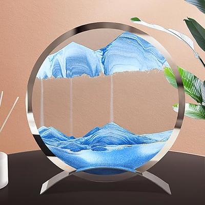 SwHZCGAMZ Moving Sand Art Picture Sandscapes in Motion Round Glass 3D  Dynamic Deep Sea Sand Art Round Glass Sand Art Kit for Adult Kid Large  Desktop