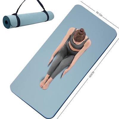 Feetlu Yoga Mat Thick with Strap, 2/5 Inch (10MM) - Extra Thick