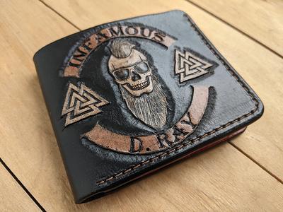Men's 3D Genuine Leather Wallet, Hand-Carved  