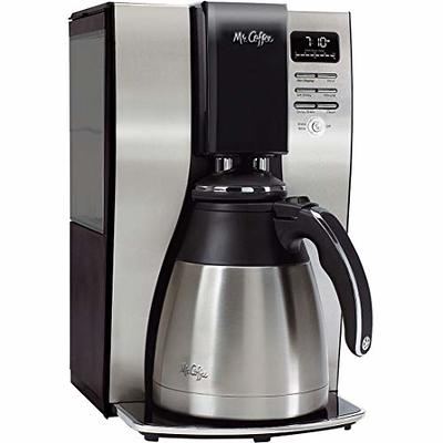 Mr. Coffee Coffee Maker, Programmable Coffee Machine with Auto Pause and  Glass Carafe, 5 Cups, Black