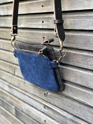 Waxed Canvas Day Bag / Small Messenger Bag / Musette / Handle 