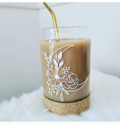 Personalized Iced Coffee Cup Glass Can Soda Cup With Lid and 