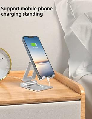 NULAXY Phone Stand, Fully Foldable Angle Height Adjustable Mobile Phone  Holder Stand Dock Aluminum Desk Compatible with Phone 15 14 13 12 11 Pro  Max