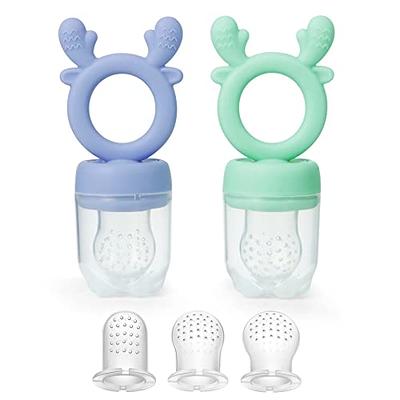 Food Feeder Baby Fruit Feeder Pacifier (3 Pcs) with 6 Different Sized  Silicone Pacifiers 2 PCS Silicone Baby Food Dispensing Spoon 90ML with 2  Baby