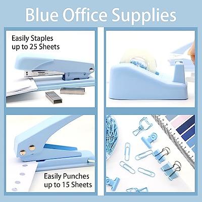 Blue Desk Accessory Kit, Acrylic Stapler Set, Office Supplies Set for Women  and