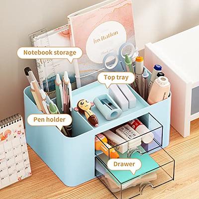 Marbrasse Pen Organizer with 2 Drawer, Multi-Functional Pencil Holder for  Desk, Desk Organizers and Accessories with 5 Compartments + Drawer for  Office Art Supplies (Blue) - Yahoo Shopping